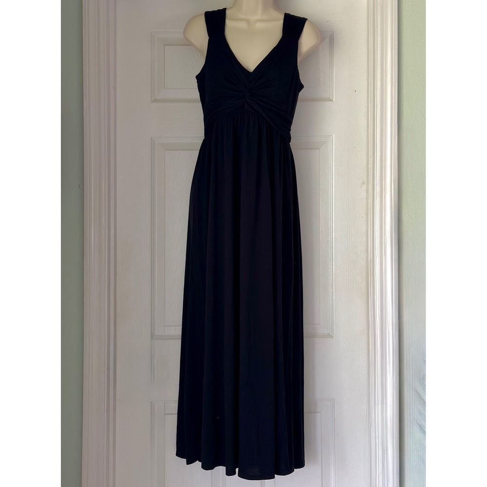Miss Tina Maxi Dress Women XS Black Good Twist Front V-Neck Sleeveless MT5673